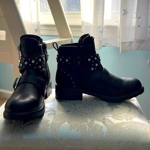 Steven Madden Black Boots with Rhinestones